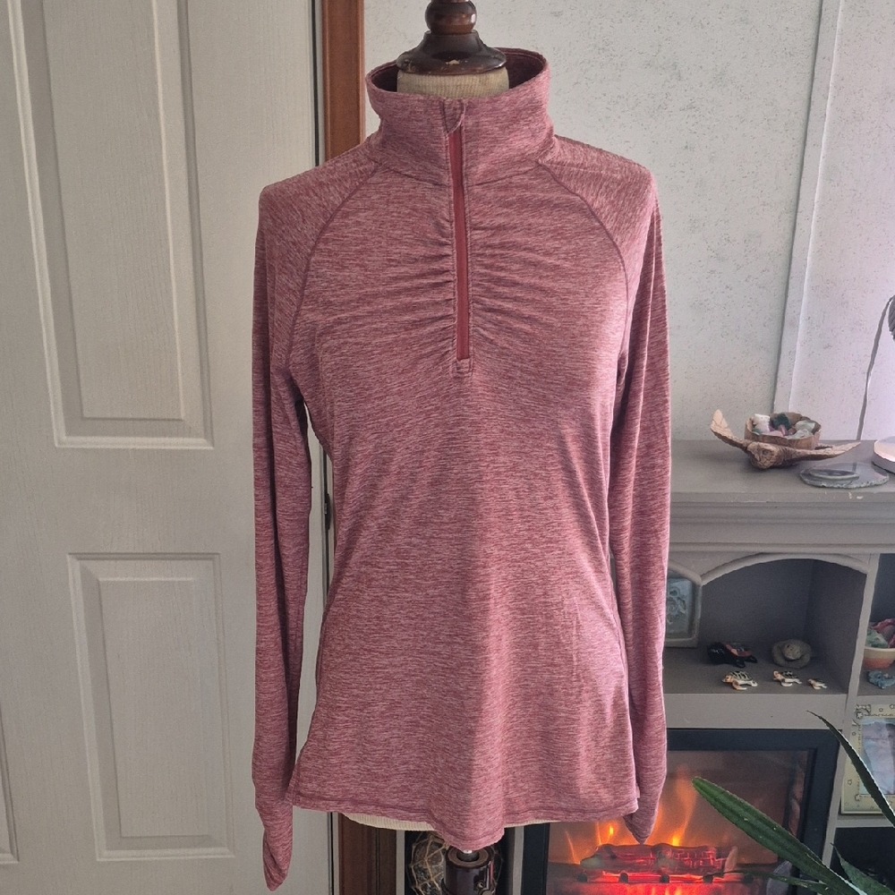 Champion Women's Maroon Long Sleeve Quarter-Zip Top